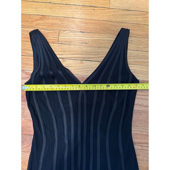 Tadashi Dress Sleeveless Double V Midi Cocktail Evening Mesh Black Womens Size M - Picture 8 of 11